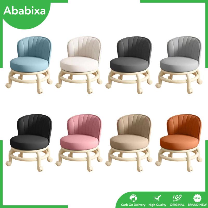 [Ababixa] Ghế Tựa Lưng Thấp Có Đệm Ngồi Lăn Cao Thấp Xoay 360 Độ Có Thể Di Chuyển Mini Cho Gara Tiệm Cắt Tóc