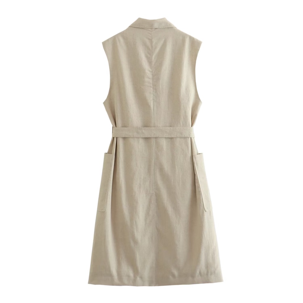 Hàng Mới Về Mới Áo Khoác Cotton Lanh Dáng Dài Có Thắt Lưng Phong Cách Âu Mỹ Thời Trang Mùa Hè 2023 W103 7713