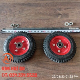 Bộ 2 bánh xe 200 mm kèm trục ốc như hình