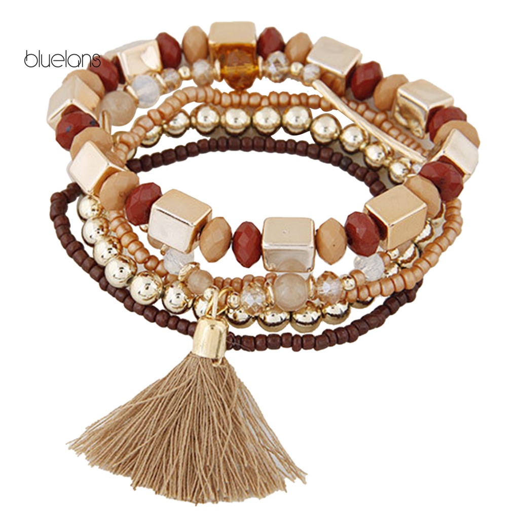 Vòng Tay Hạt Resin Nhiều Lớp Phong Cách Bohemian Cổ Điển Thời Trang Cho Nữ