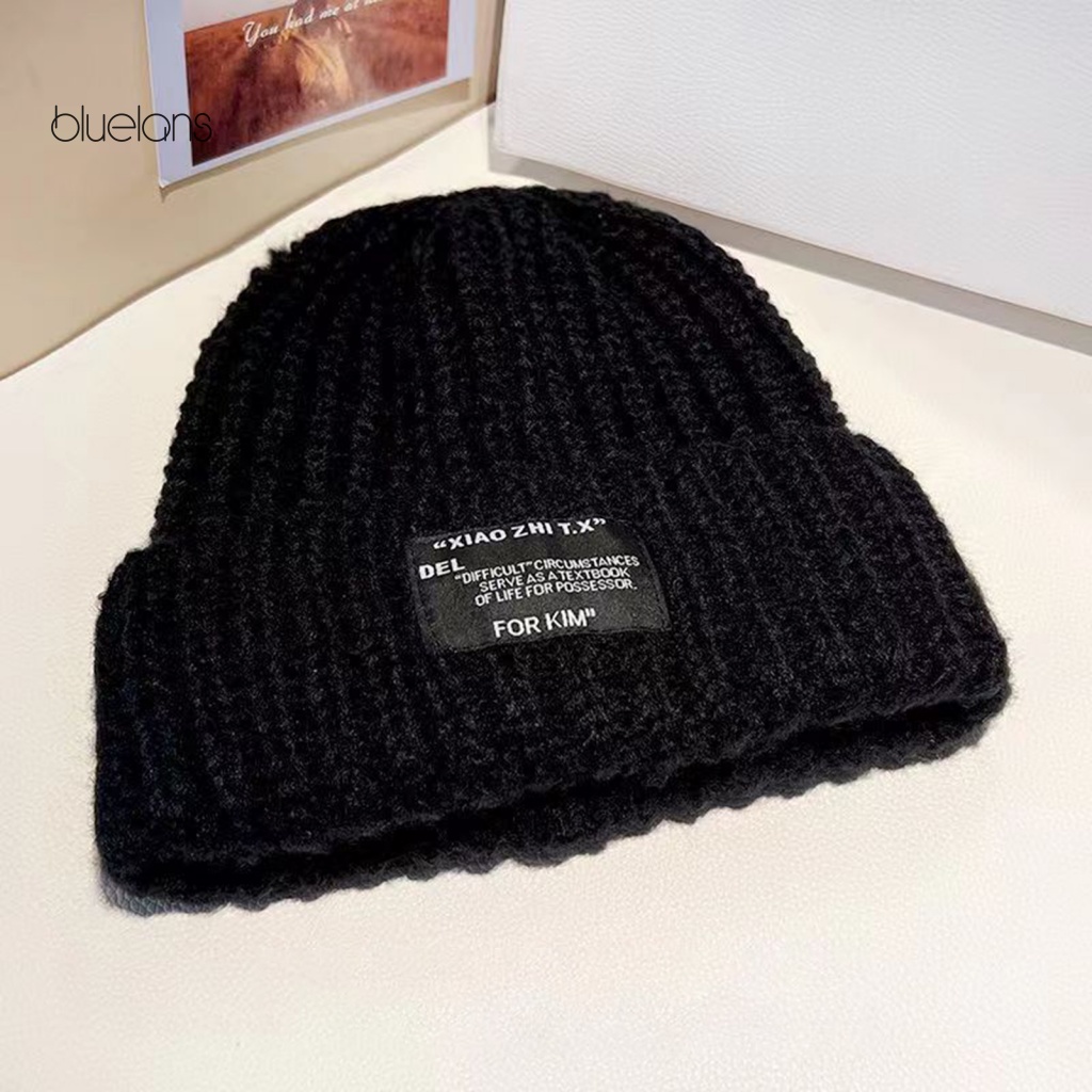 Mũ Beanie Dệt Kim Mềm Mại Dày Dặn Giữ Ấm Mùa Đông Co Giãn Một Kích Thước Cho Nữ