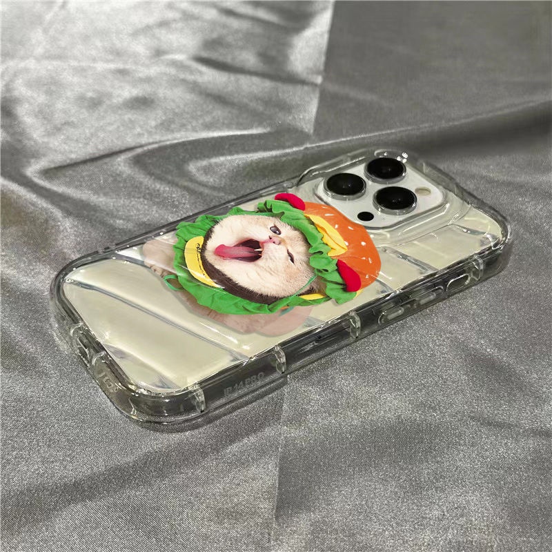Ốp Điện Thoại Mềm Trong Suốt Hình Hamburger Mèo Dễ Thương Cho Iphone 1312 14Promax / 7 Xr /ins118 50E7
