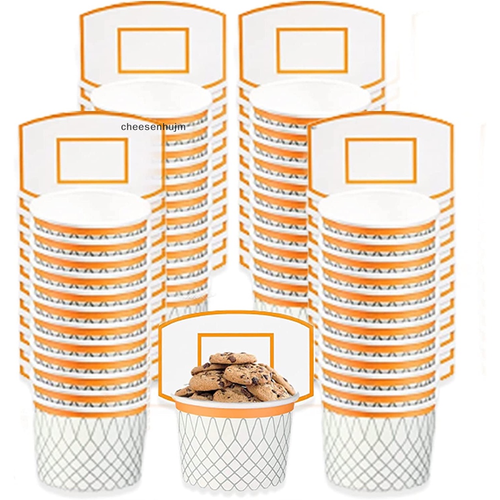 Bộ 50 Cốc Đựng Kem 9 oz Dùng Một Lần Họa Tiết Bóng Rổ Độc Đáo