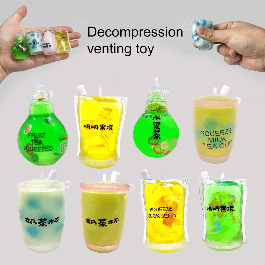 Đồ Chơi Xốp Squishy Giảm Stress Hình Ly Trà Sữa Dễ Thương Cho Bé