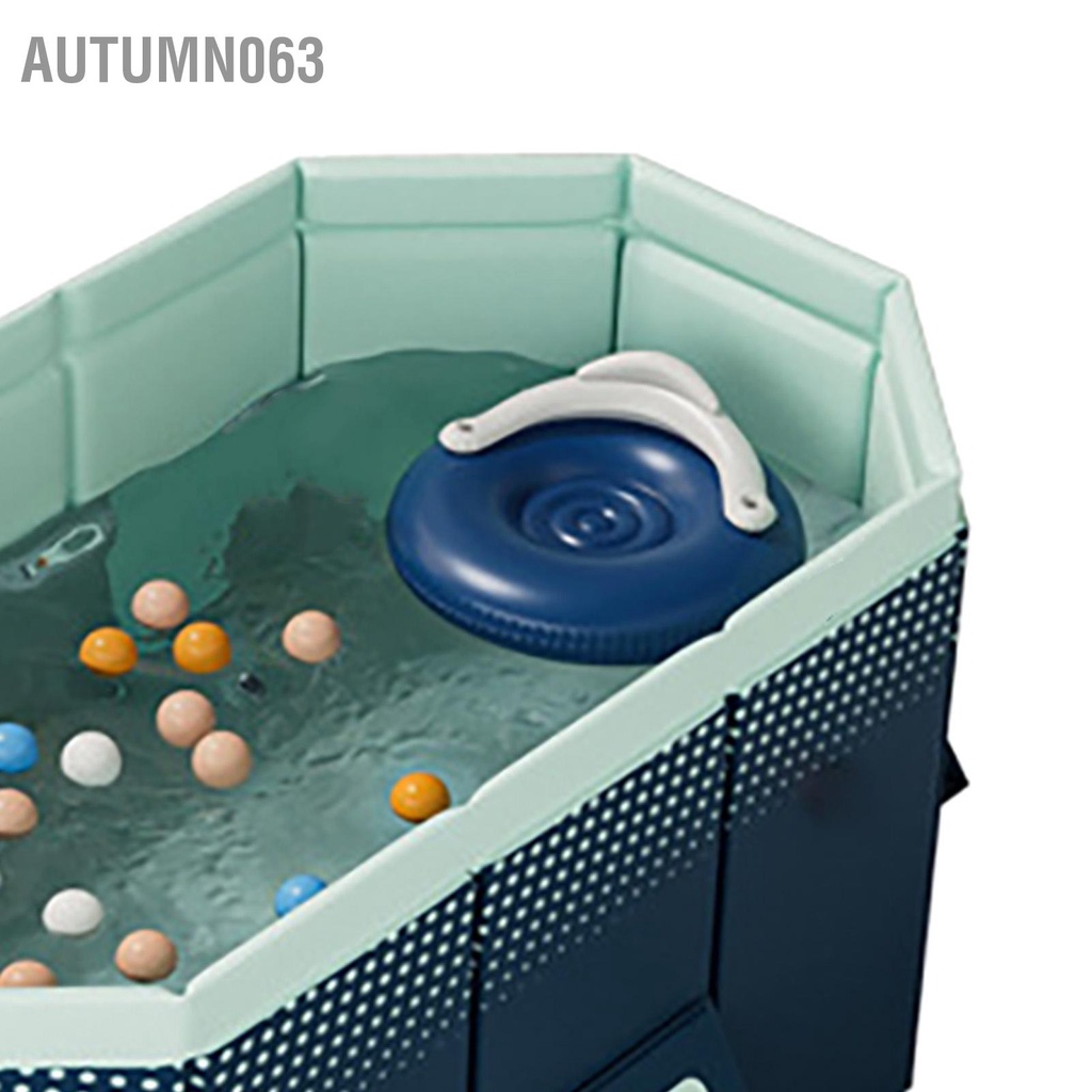 Autumn063 Bể bơi PVC dày hình chữ nhật có thể gập lại 1 6m dùng cho gia đình Màu xanh lam