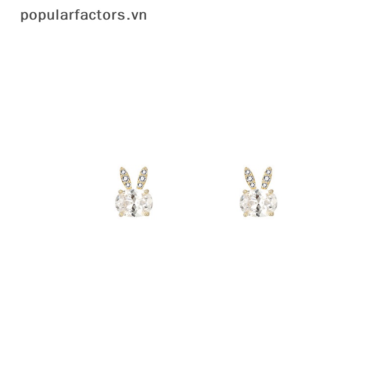 1 Đôi Bông Tai Hình Thỏ Đính Đá Zircon Đơn Giản Phong Cách Retro Cho Nữ