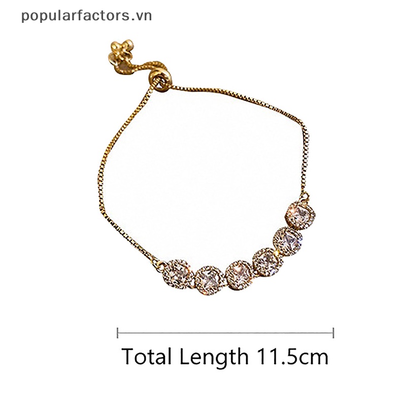 Vòng Tay Mạ Vàng Đính Đá Lấp Lánh Có Thể Điều Chỉnh Chất Lượng Cao Cho Nữ