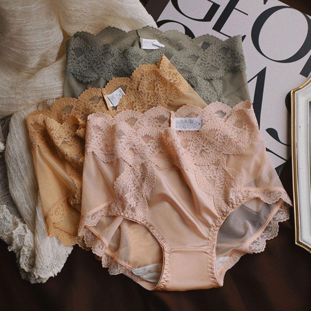Quần Lót Lụa Satin Mềm Mại Phối Ren Gợi Cảm Cho Nữ