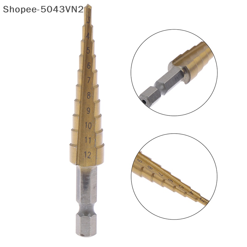 Set 2 Mũi Khoan Lục Giác Phủ Kim Loại / 2.vn 3-12mm