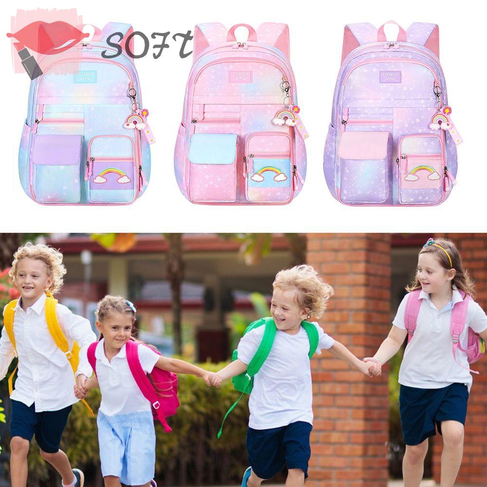 Ba Lô Đi Học Nhiều Ngăn Sức Chứa Lớn Chống Nước Màu Gradient Dễ Thương Dành Cho Học Sinh Trẻ Em