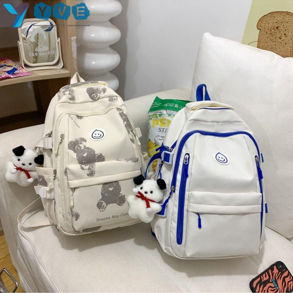 YVE Ba Lô Dacron Trọng Lượng Nhẹ Nhiều Túi Màu Trơn Thời Trang