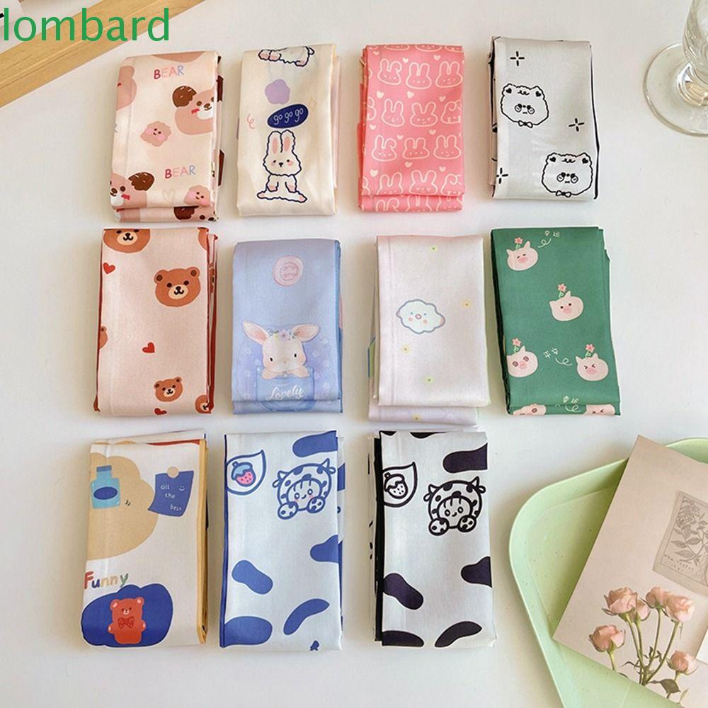 LOMBARD Băng Đô Cài Tóc Bằng Lụa In Họa Tiết Hoạt Hình Phong Cách Hàn Quốc Cho Nữ