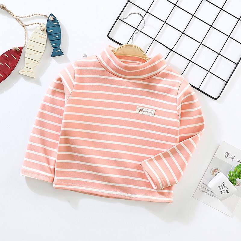 Áo Thun Tay Dài Cổ Lọ Thời Trang Thu Đông Xinh Xắn Cho Bé Gái