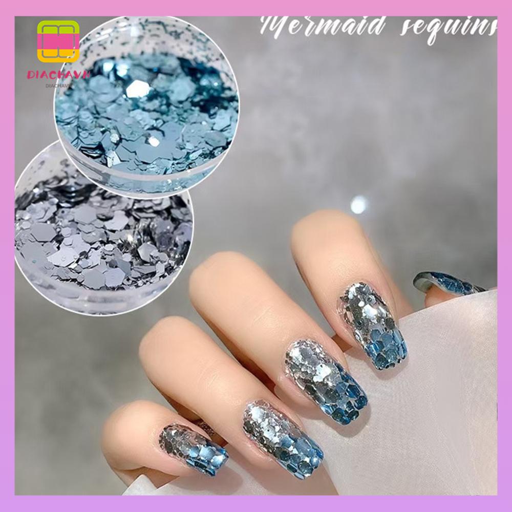 DIACHAVN Hộp Kim Tuyến Lấp Lánh Đính Móng Nghệ Thuật