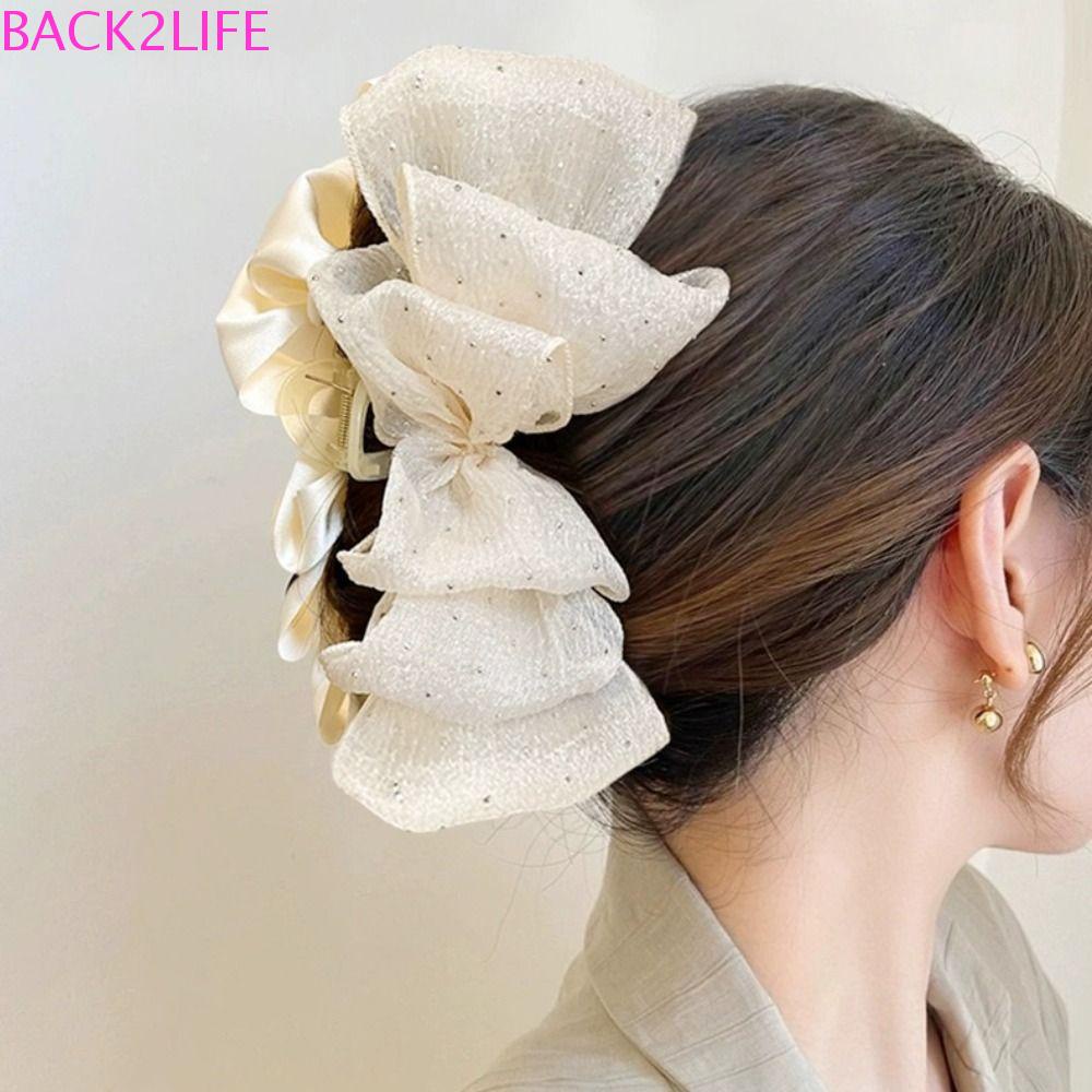 Kẹp Tóc Càng Cua Đính Nơ Họa Tiết Chấm Bi Phong Cách Hàn Quốc 2Life