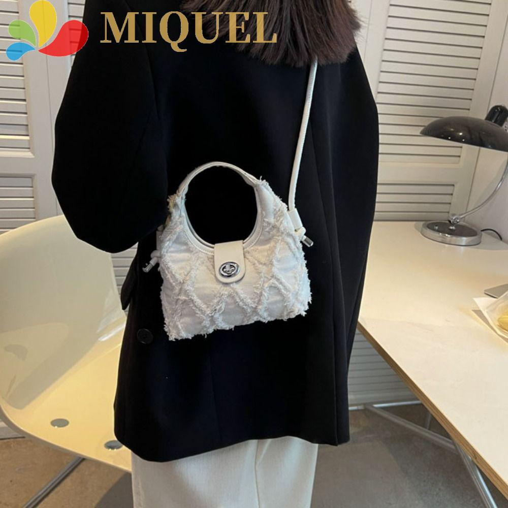 Túi Xách Vải Canvas Họa Tiết Kẻ Sọc Đơn Giản Thời Trang Cho Nữ