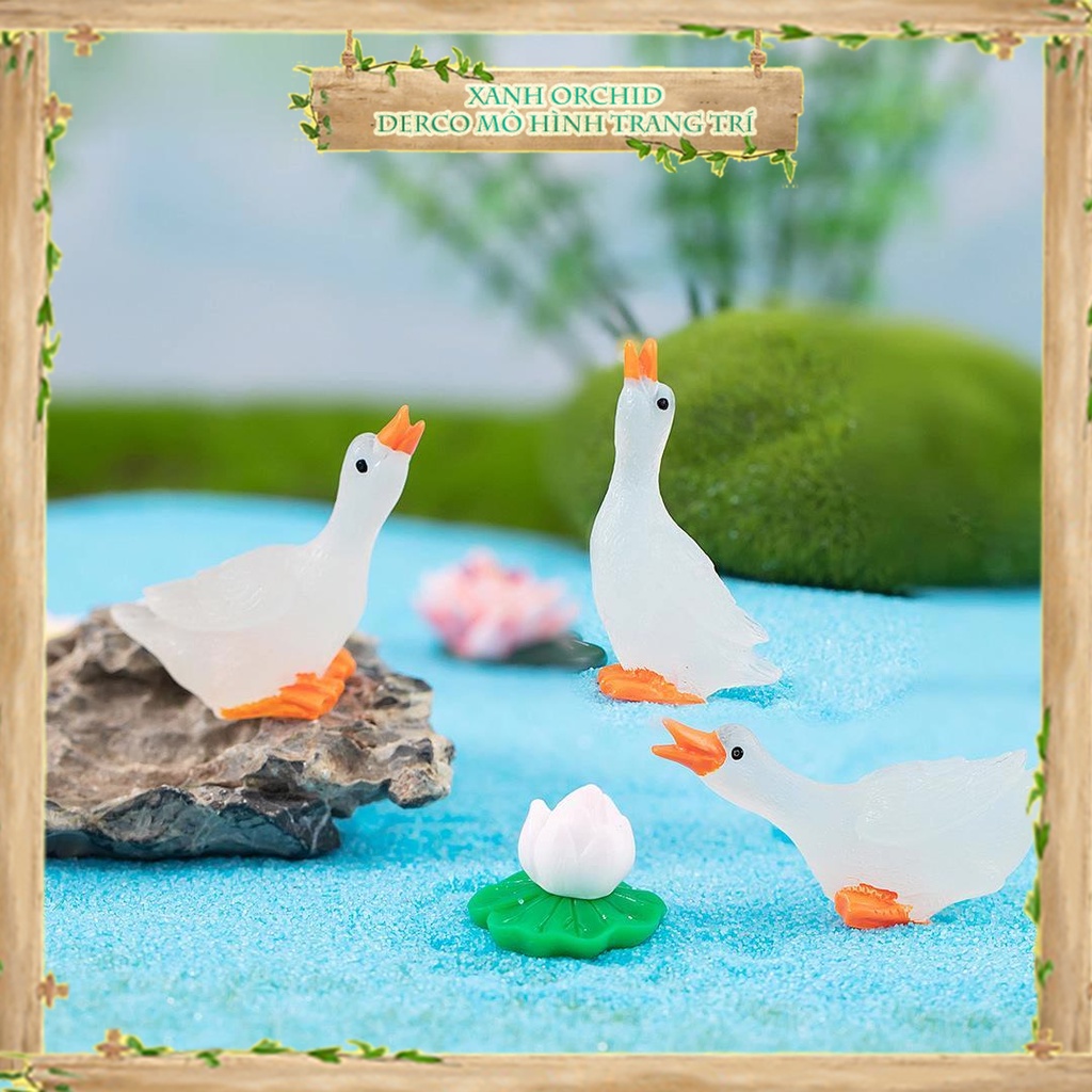 ​​​​Mô Hình Tiểu Cảnh "Thiên Nga Dạ Quang Mini" Trang Trí Sen Đá, Sân Vườn/ Chậu Cây, DYI, Terrarium