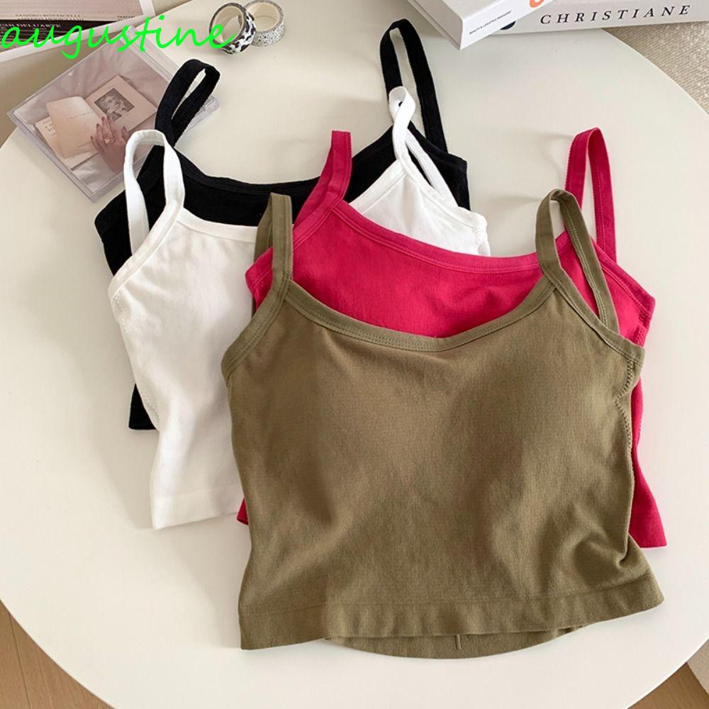 Augustine Áo Croptop Dệt Kim Không Tay Hở Lưng Ôm Dáng Có Miếng Đệm Ngực Dây Chéo Thời Trang Đi Biển Hàn Quốc
