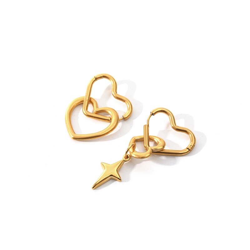 Khuyên Tai Mạ Vàng 18K Hình Thánh Giá / Trái Tim Sáng Tạo Bằng Thép Không Gỉ Chống Thấm Nước Và Chống Phai Màu