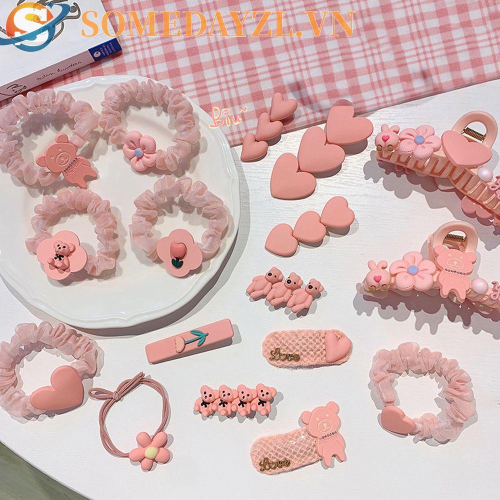 SOMEDAYZL Dây Cột Tóc Cao Su Co Giãn Đính Nơ Phong Cách Hàn Quốc Giá Đỡ