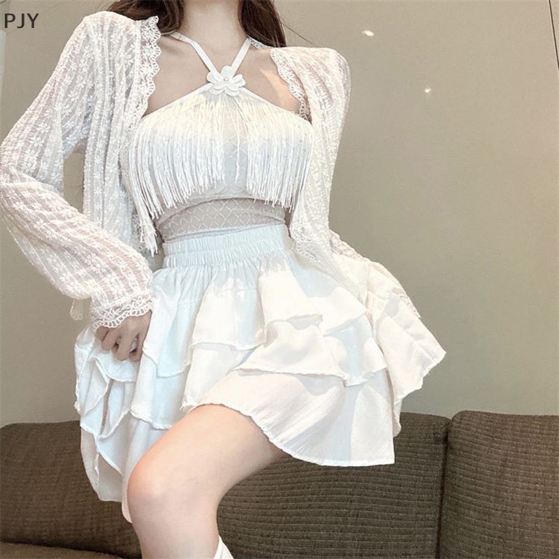 Áo PJY Hai Dây Mỏng Màu Trơn Tua Rua Gợi Cảm Mùa Hè Cho Nữ PJ