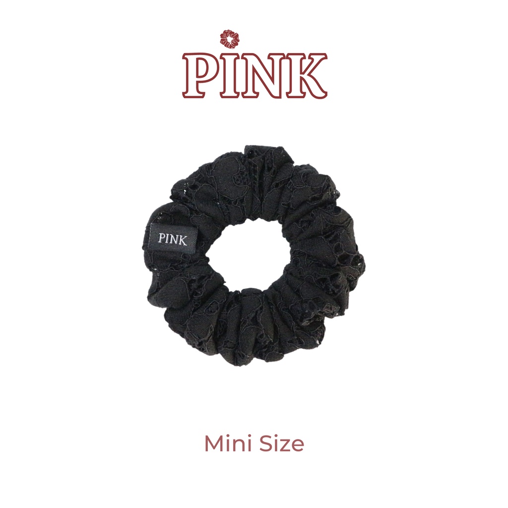 Scrunchie Dây Cột Tóc Vải Ren Đen