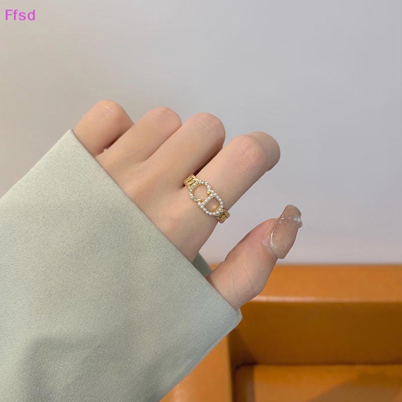 {Ffsd} Nhẫn Dạng Hở Đính Ngọc Trai Zircon Có Thể Điều Chỉnh Màu Sắc Trang Sức Tiệc Cưới Chất Lượng Cao Làm Quà Tặng Cho