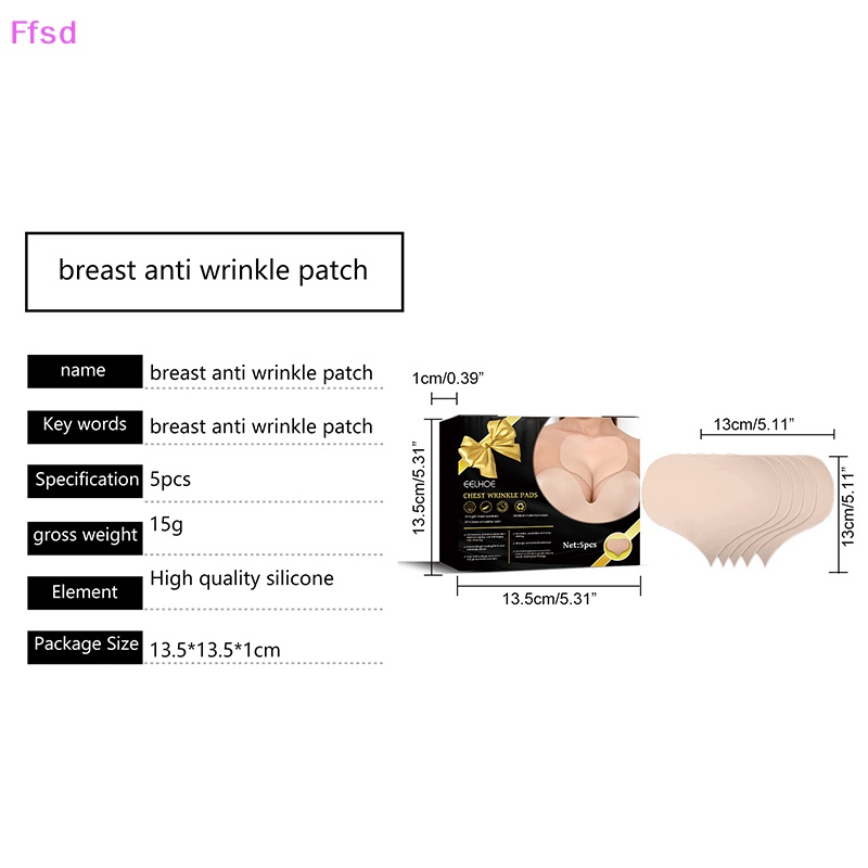 Bộ 5 Miếng Dán Ngực Bằng Silicon Trong Suốt Chống Nếp Nhăn Chống Lão Hóa Có Thể Tái Sử Dụng