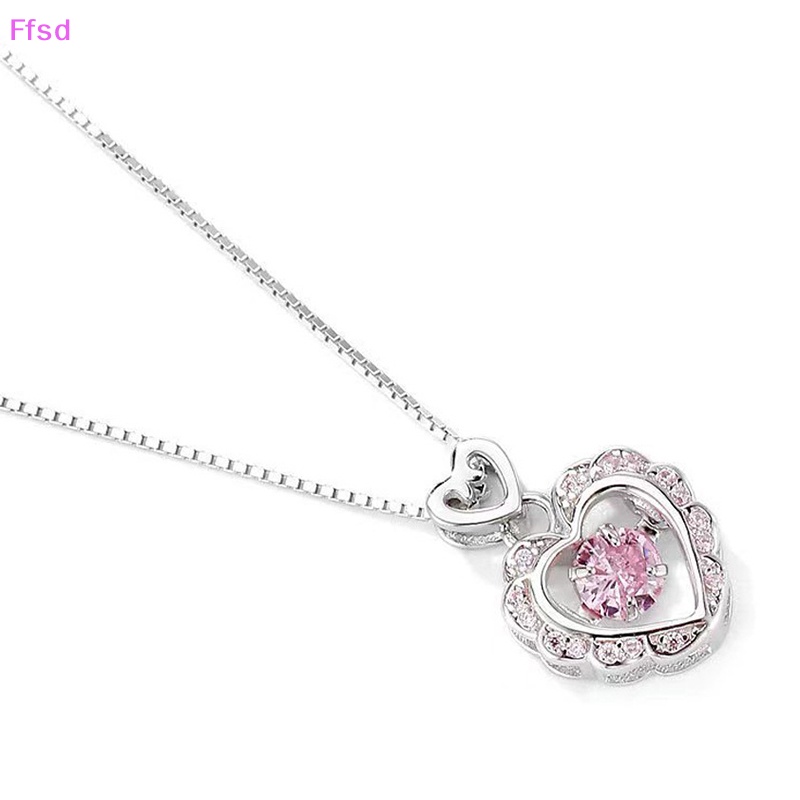 {Ffsd} Vòng cổ Bạc Mặt Hình Trái Tim Rỗng Màu Hồng Thời Trang Vintage Thanh Lịch Làm Quà Tặng Đám Cưới Cho Nữ