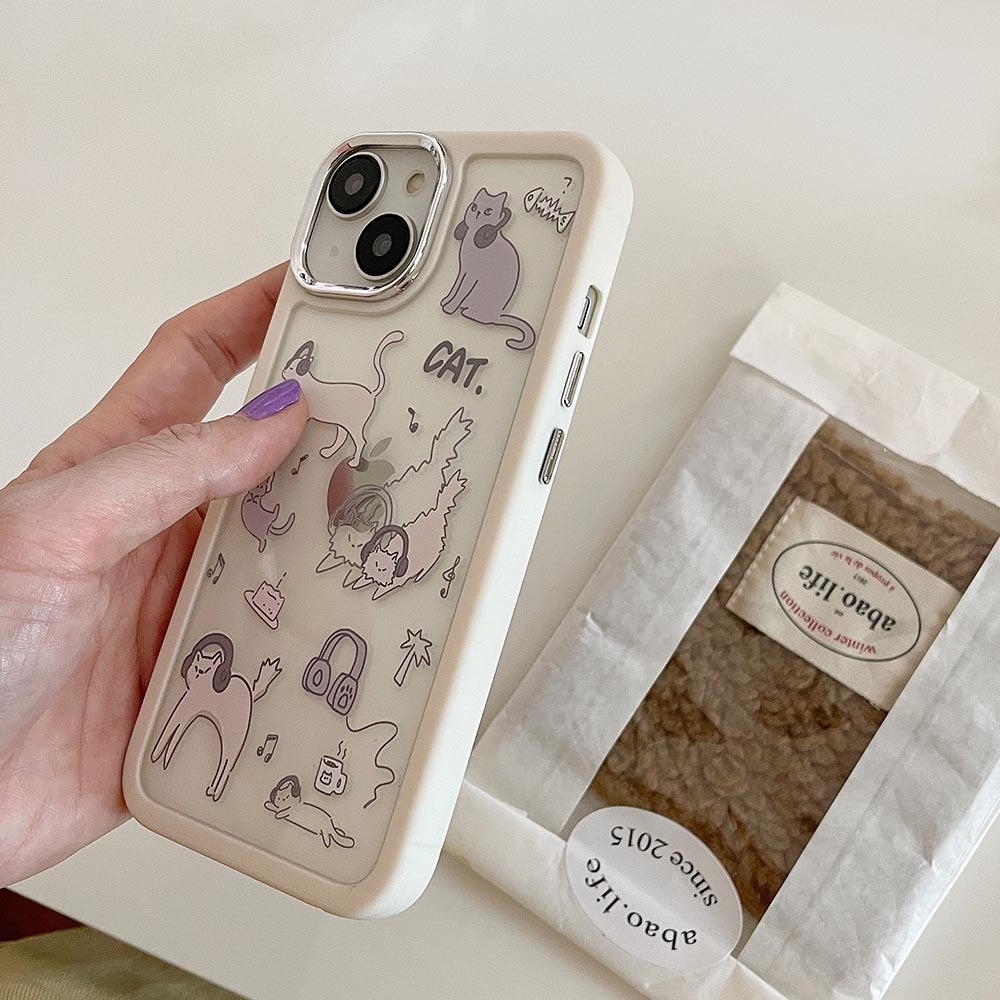 Ốp Điện Thoại Cứng Họa Tiết Mèo Dễ Thương Cho iPhone 11 12 12Pro 12ProMax 13 13Pro 13ProMax 14 14Pro 14ProMax