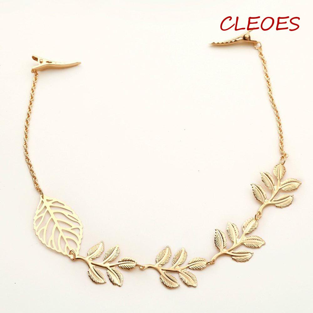 CLEOES Dây Xích Kim Loại Trang Trí Tóc Hình Chiếc Lá Thời Trang Cho Nữ