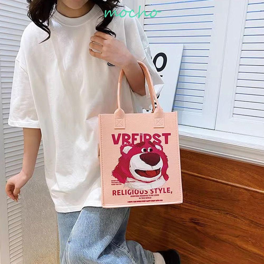 MOCHO Túi Tote Đi Học Họa Tiết Hoạt Hình Trái Tim Gấu Và Chữ Dễ Thương Cho Nữ