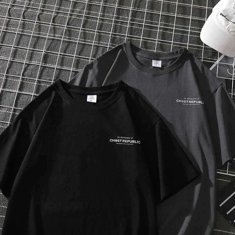 Áo Thun Tay Ngắn Dáng Rộng In Chữ Phong Cách Retro Đường Phố Cho Nam