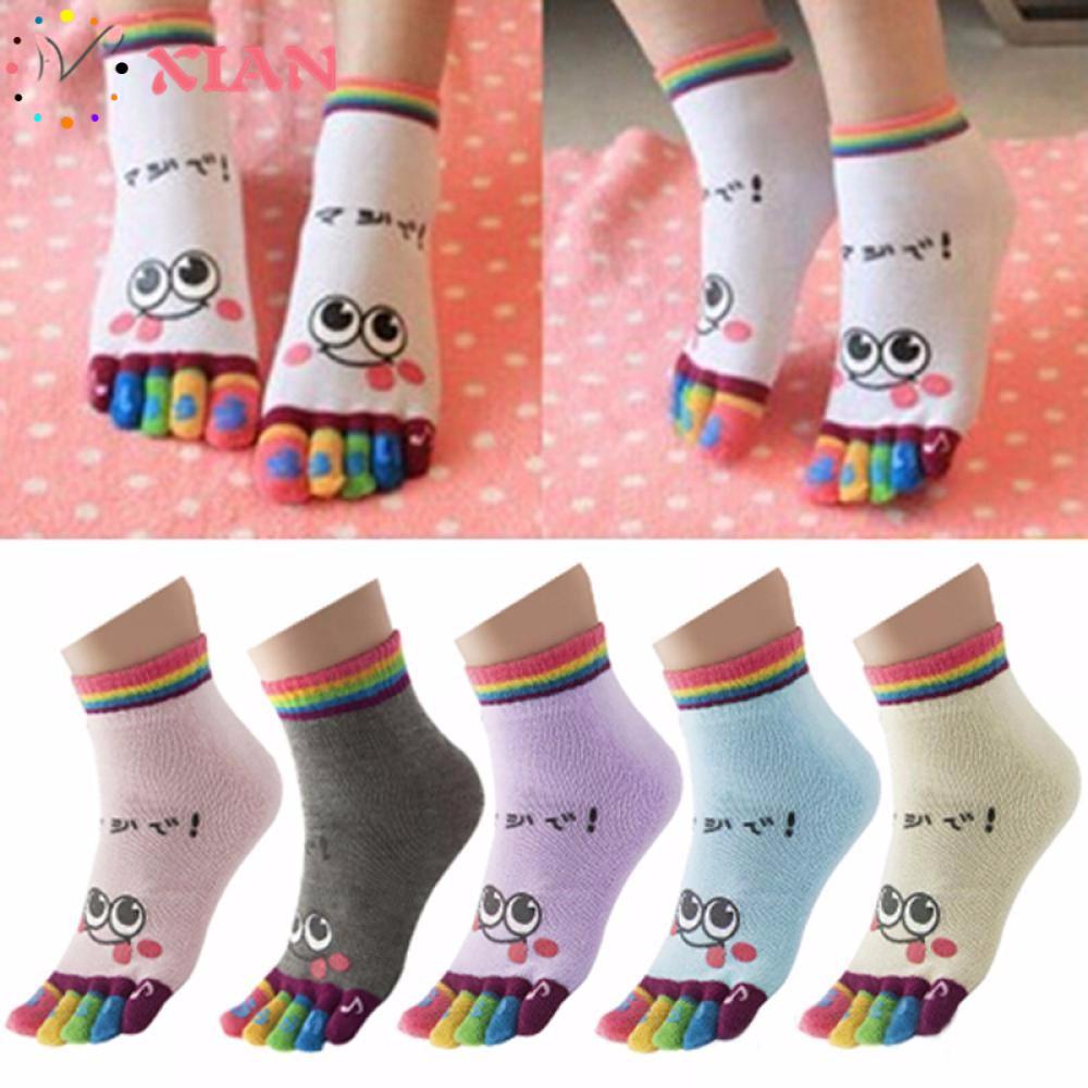 XIANTIN Tất Xỏ Ngón Hình Mặt Cười Màu Sắc Ngẫu Nhiên