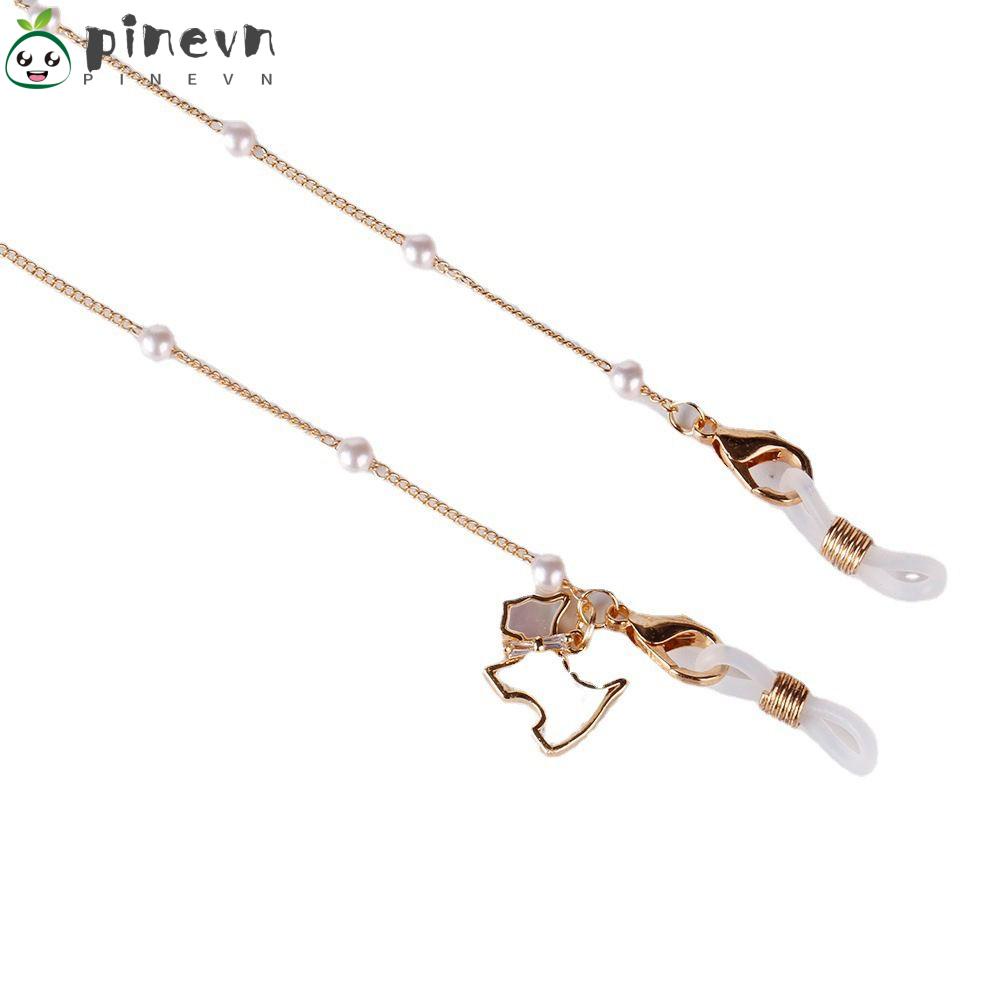 PINEVN Dây Xích Giữ Mắt Kính Đính Ngọc Trai Kim Loại Chống Trượt