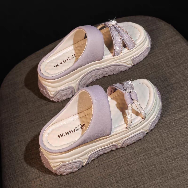Sandal Đế Dày 6.5cm Đính Đá Phong Cách Thời Trang Mùa Hè Mới 2023 Dành Cho Nữ