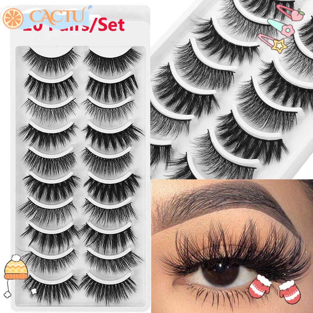 CACTU Set 10 Cặp Lông Mi Giả SKONHED Trang Điểm Thủ Công