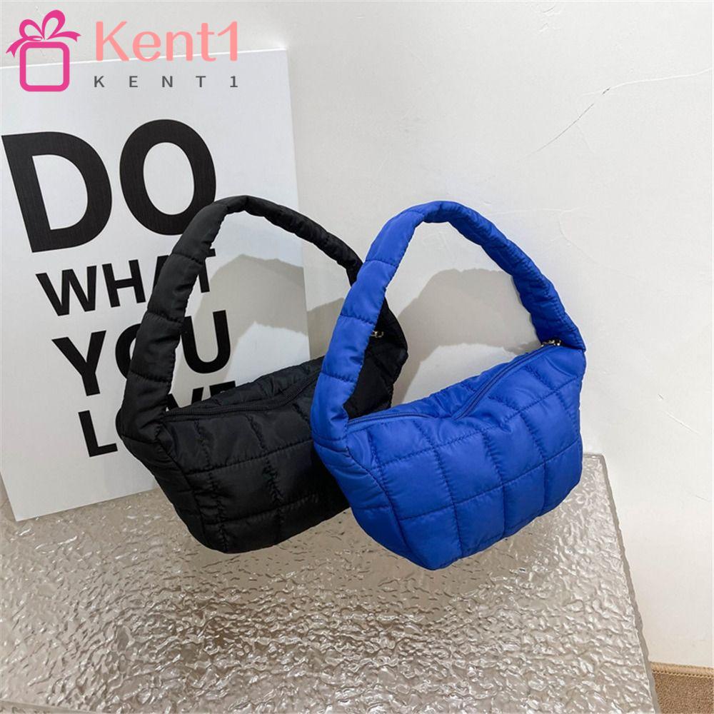 KENT1 Túi Xách Đeo Vai Vải Cotton Gọn Nhẹ Họa Tiết Kẻ Sọc Thiết Kế Ấm Áp