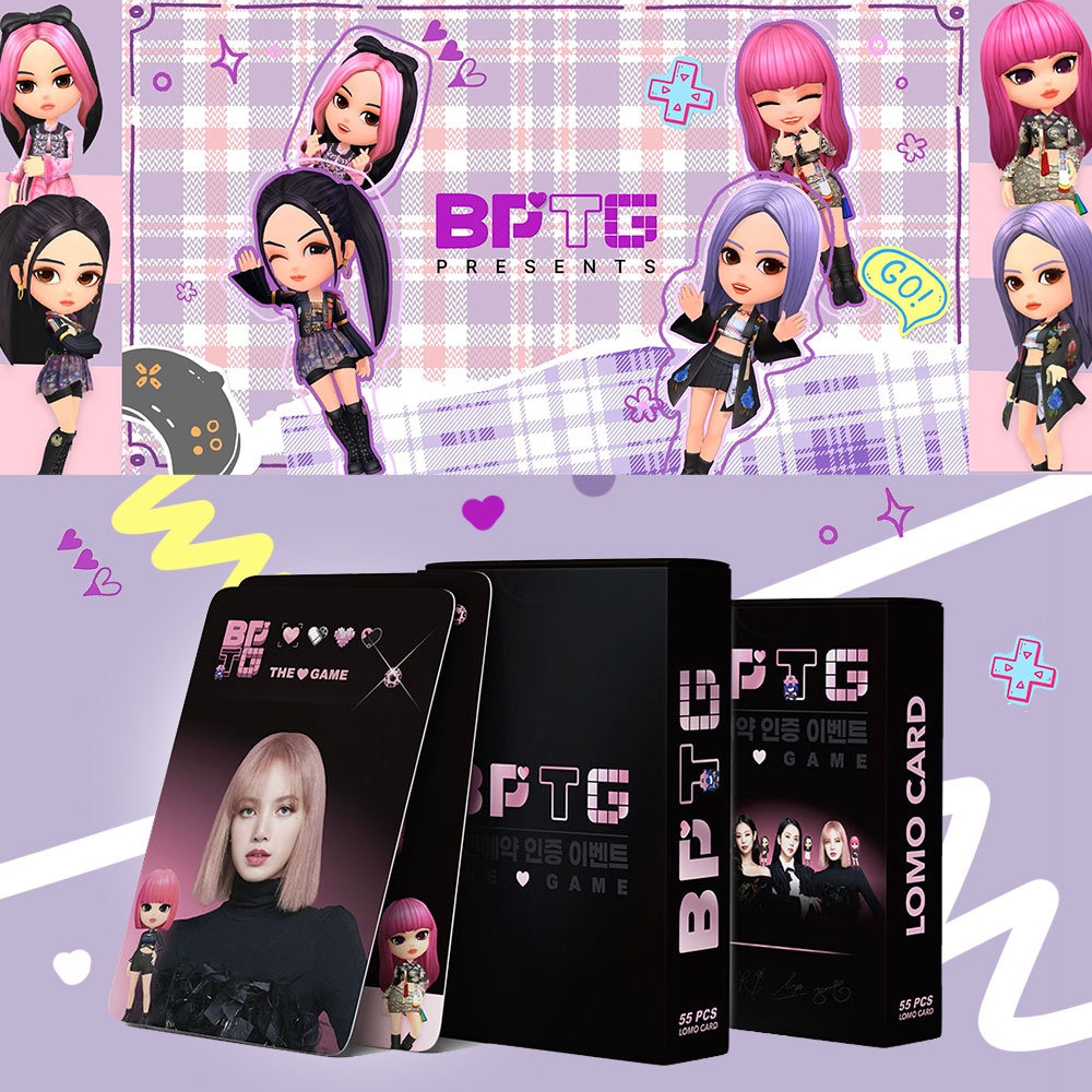 55pcs/box BLACK-PINK BPTG Photocards THE GAME Album JENNIE JISOO LISA ROSE Lomo Cards Black Pink Kpop Postcards Collection Series LETAOTAO2023