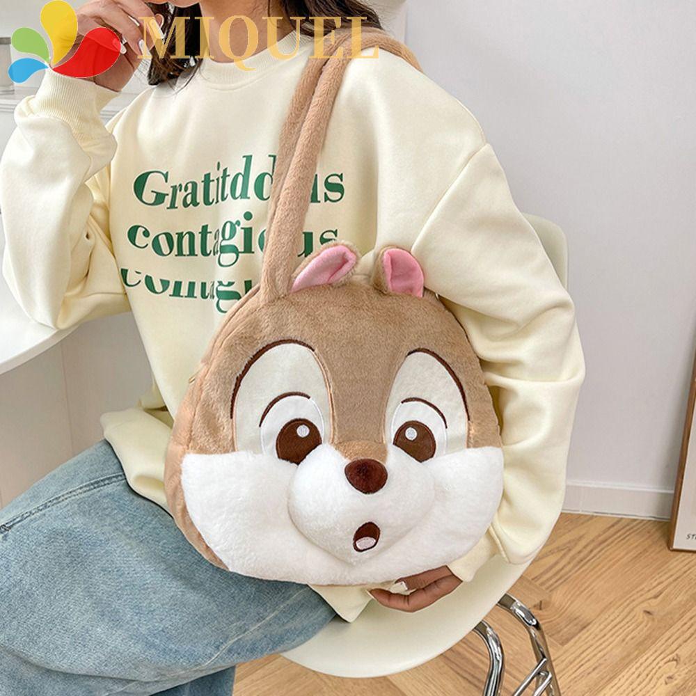 MIQUEL Túi Tote Đeo Vai Cỡ Lớn Kiểu Hoạt Hình Sóc Nhồi Bông Dễ Thương Cho Nữ