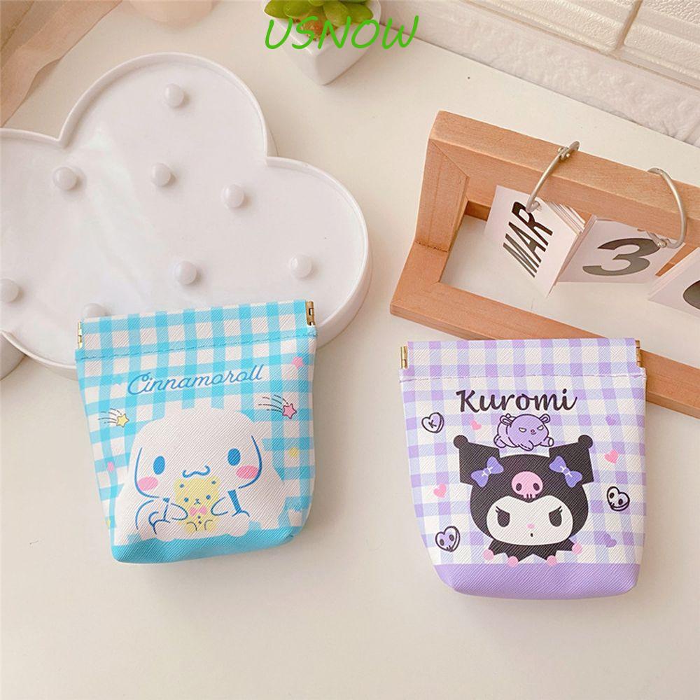 USNOW Túi Đựng Mỹ Phẩm / Tiền Xu / Son Môi Bằng Da Pu Họa Tiết Cinnamoroll Hoạt Hình Kiểu Hàn Quốc Dễ