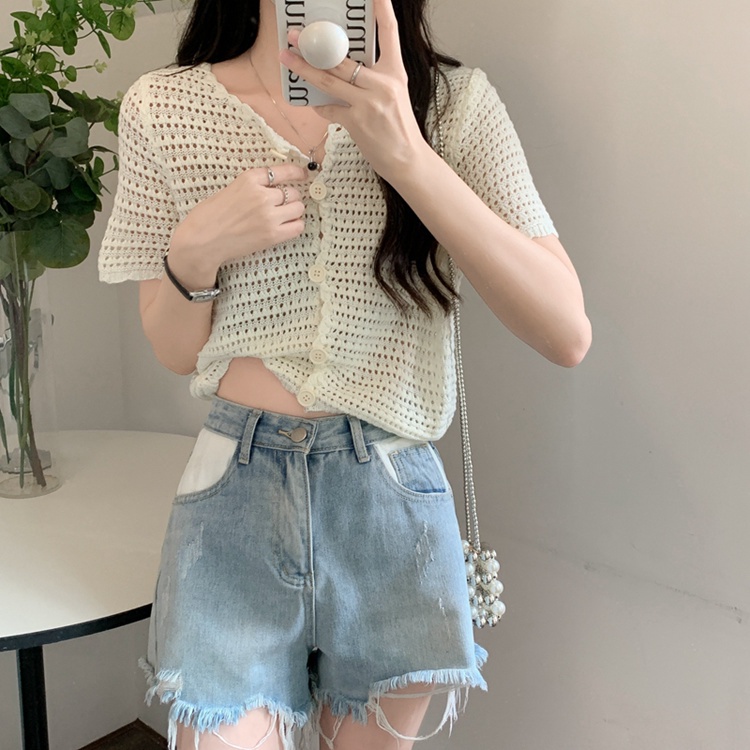 Áo Khoác Cardigan / Áo Cardigan Dệt Kim Mỏng Tay Ngắn Thời Trang Xuân Hè 2023 Phong Cách Mới Dành Cho Nữ