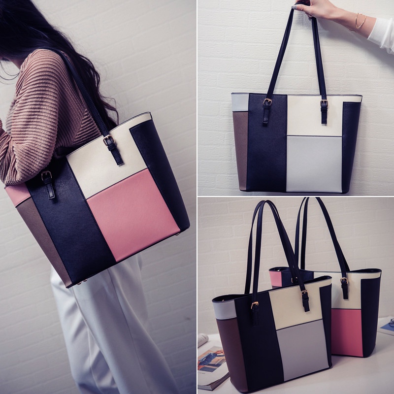 Túi Xách Cỡ Lớn Màu Tương Phản Thời Trang Cho Nữ