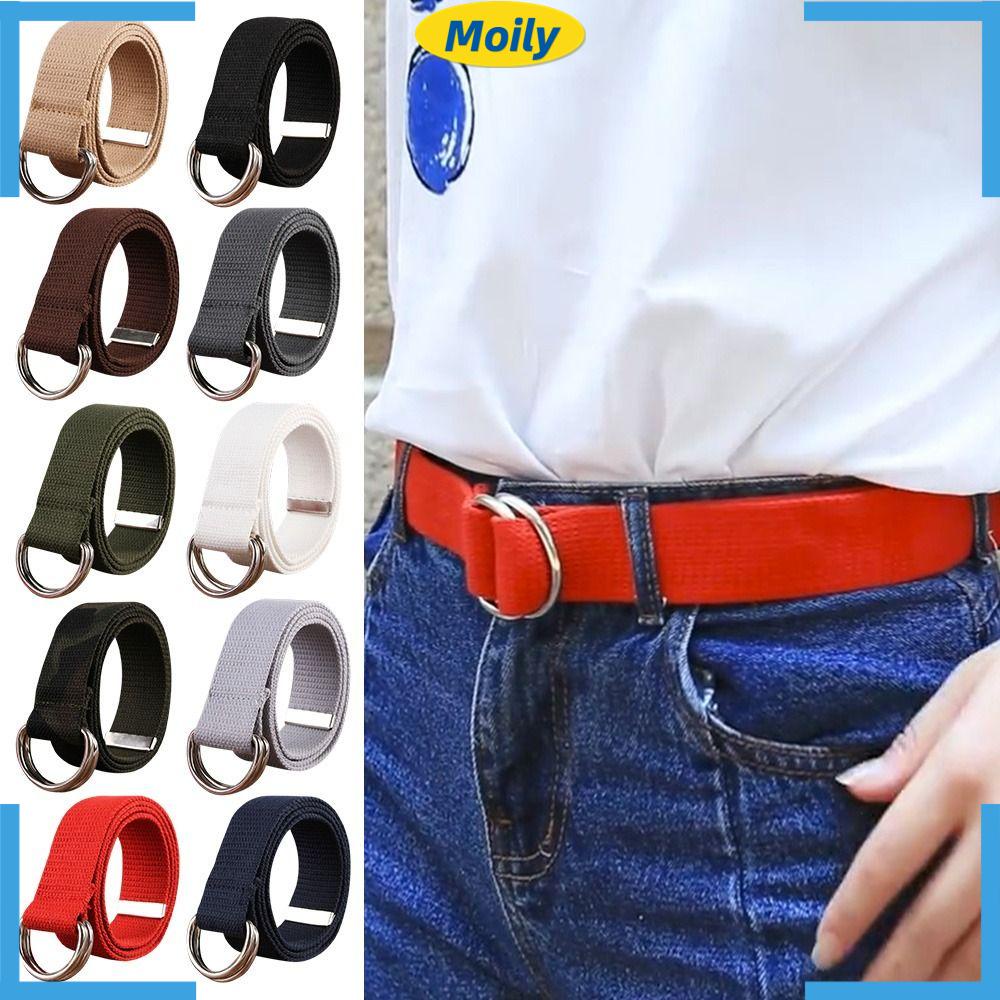 MOILYVN Dây Thắt Lưng Bện Nylon Khóa Bạc Đa Năng