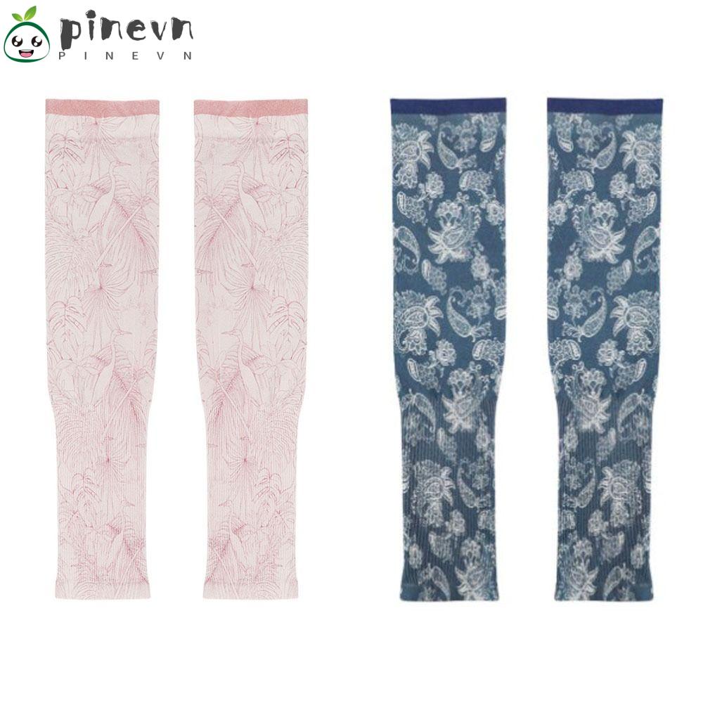 PINEVN Set 2 Đôi Găng Tay Bằng Lụa Lạnh Chống Nắng Tia UV Màu Hồng Cho Hoạt Động Ngoài Trời