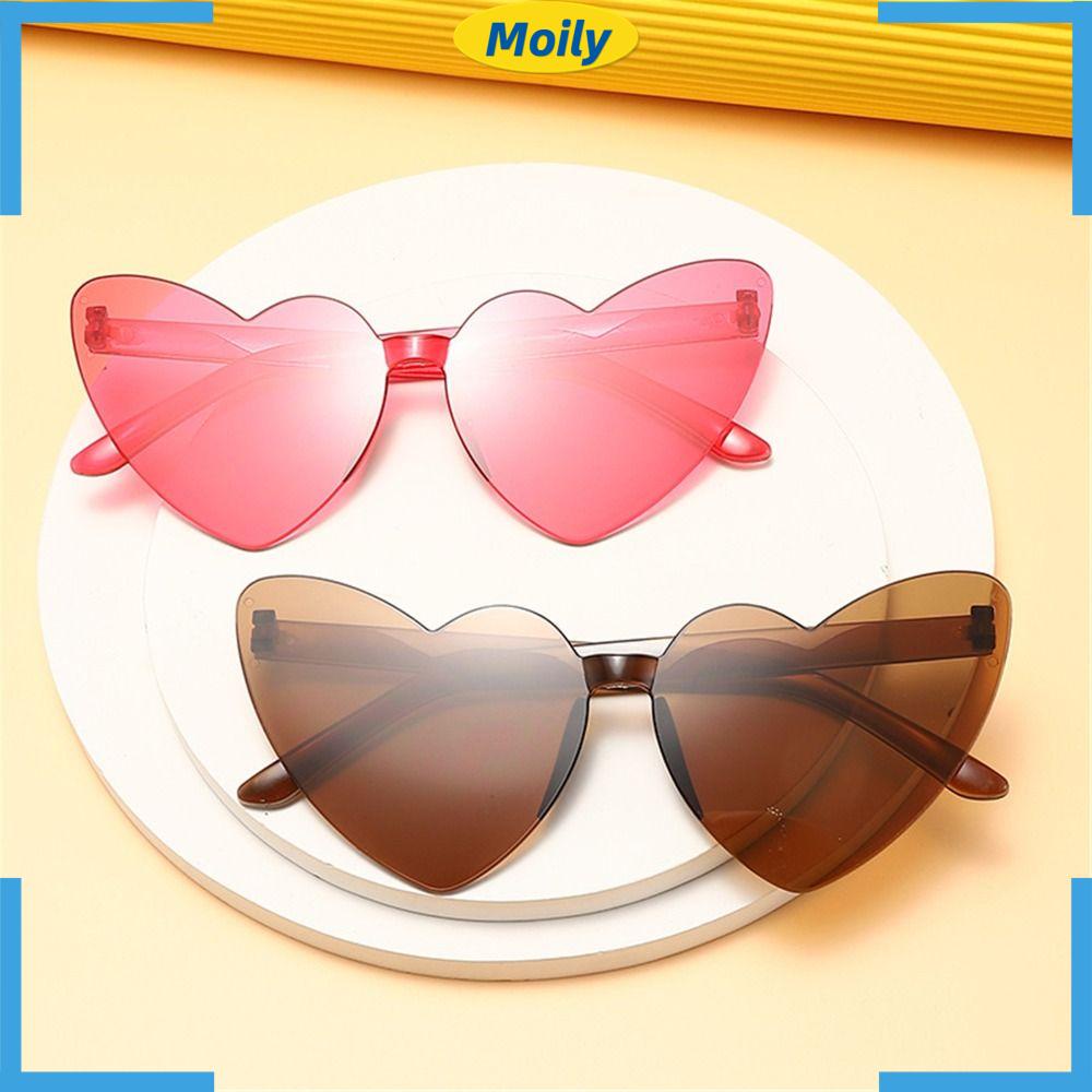 MOILYVN Kính Mát Hình Trái Tim Không Vành Chống Tia UV400 Phong Cách Vintage Dành Cho Nữ
