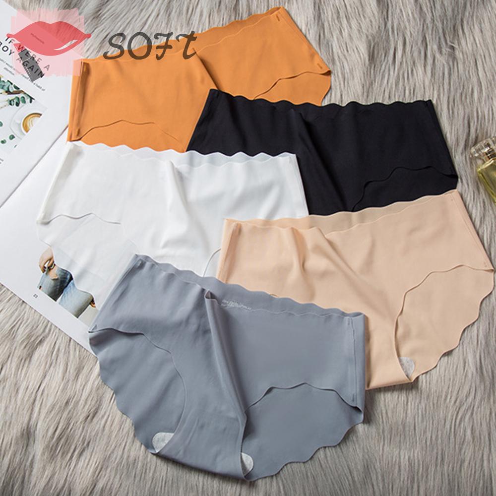 SOFTNESS Quần Lót Lụa Satin Lưng Thấp Phối Bèo Thời Trang