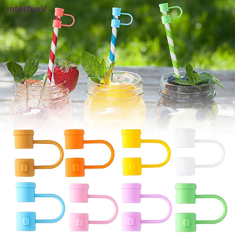 Set 4 Nắp Ống Hút Silicone 8MM Chống Bụi Có Thể Tái Sử Dụng