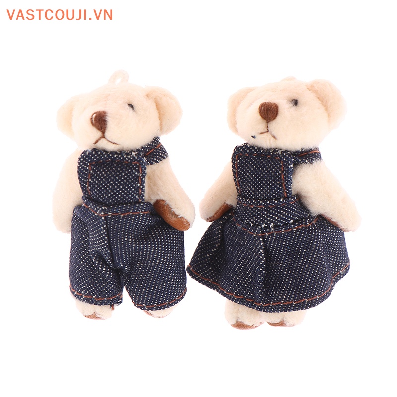 Set 2 Móc Khóa Hình Gấu / Thỏ Nhồi Bông 5cm Dễ Thương