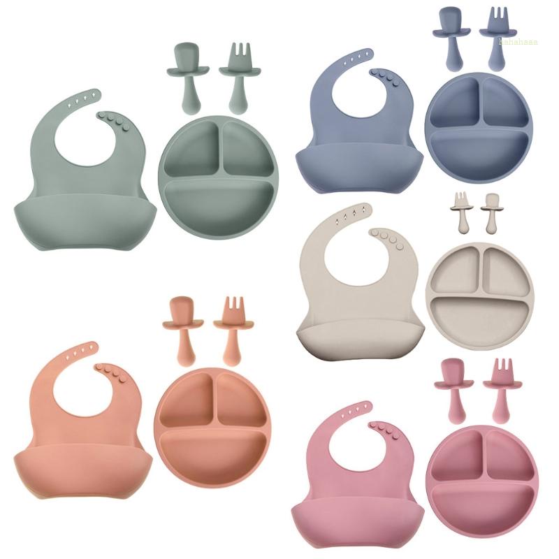 Bộ Dụng Cụ Tập Ăn 4 Món Bằng Silicone Chống Trượt Cho Bé